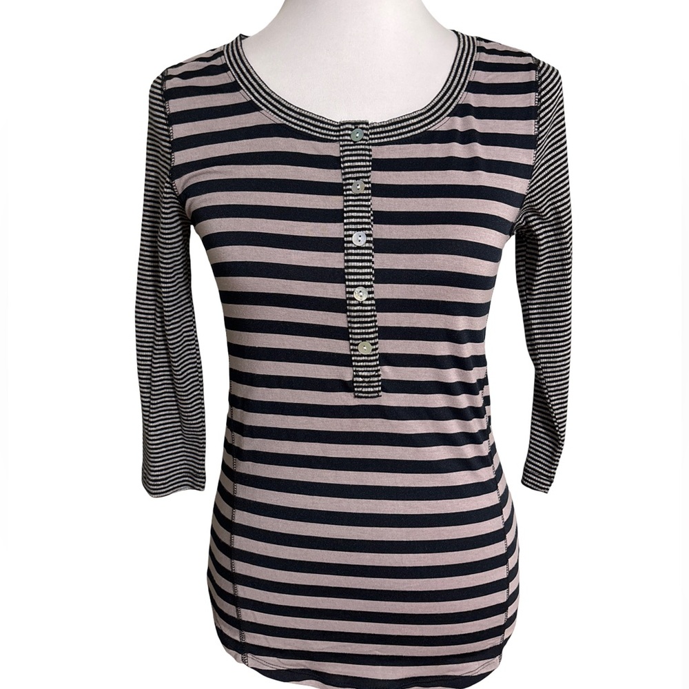 Sanctuary Black Pink Striped Long Sleeve Top